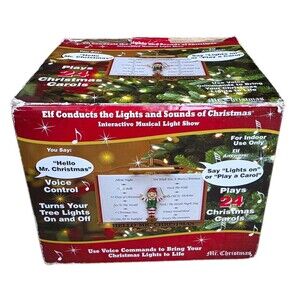 Mr. Christmas Interactive Musical Light Show Control Box Elf, Voice Control